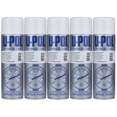 5X Upol Power Can Topcoat Gloss White Aerosol Spray 500ml Spray Paint